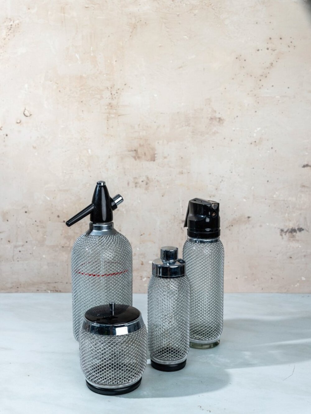 Metal Mesh Cocktail Shaker, Soda Dispensers, Ice Bucket